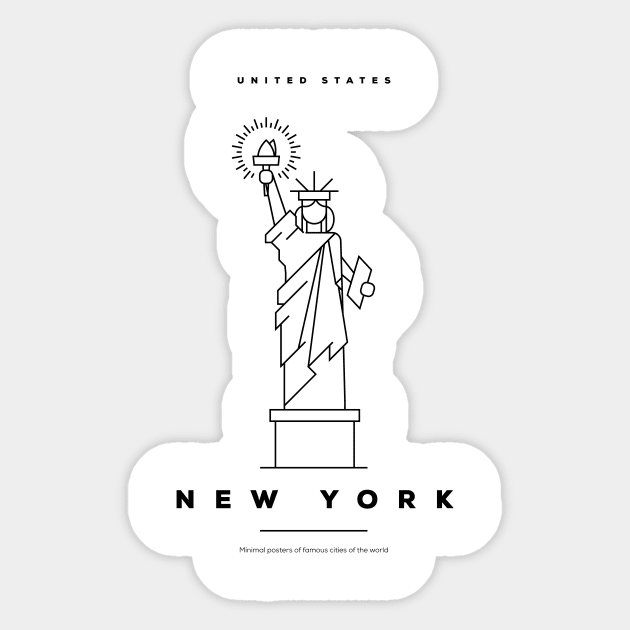 New York Minimal Black Line Design Sticker by kursatunsal